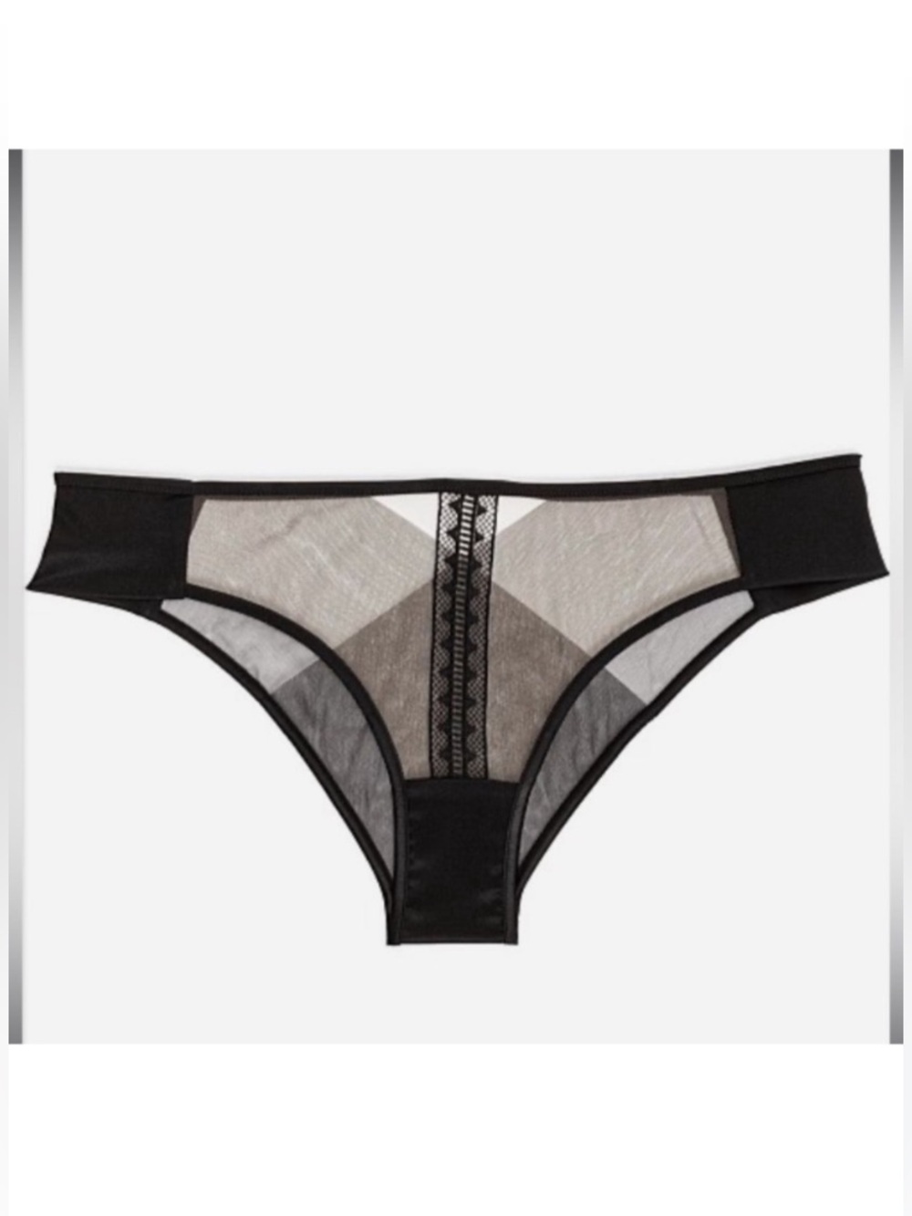 New! Livy Paris red point Black Sheer Mesh Satin Brief Panties M 34034